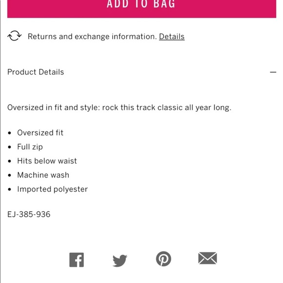 VS BOYFRIEND TRACK PANT FULL ZIP JACKET SZ M - Picture 12 of 14